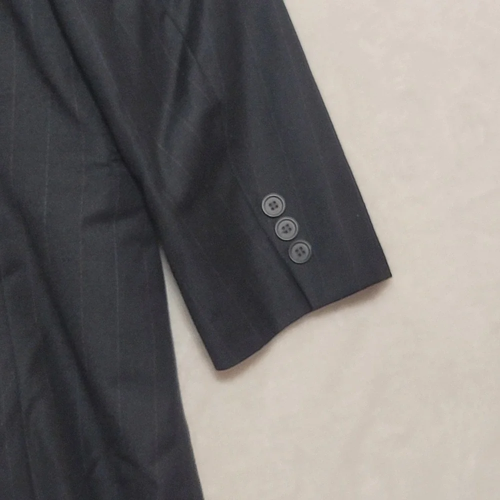 Yves Saint Laurent Blazer Mens 46 Pinstripe Wool Double Breasted Made Portugal